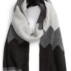 Chevron Black Grey Zigzag Cashmere Scarf